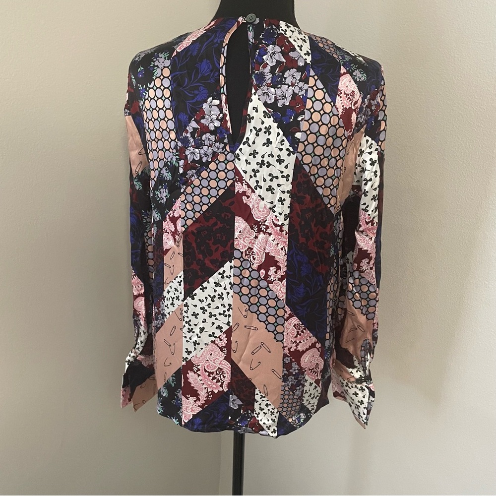 EQUIPMENT FEMME Sz S Patchwork Print 100% Silk Top Blouse Lightweight‎ SAMPLE - Picture 3 of 15